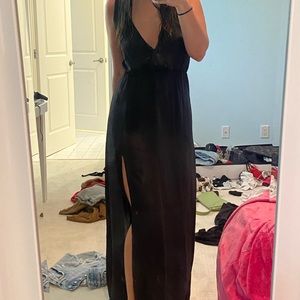Black Blue Life Maxi Dress with Slit